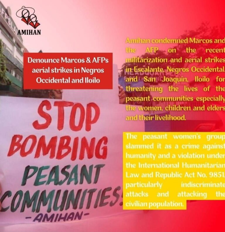  Denounce Marcos & AFPs aerial strikes in Negros Occidental and Iloilo – Amihan