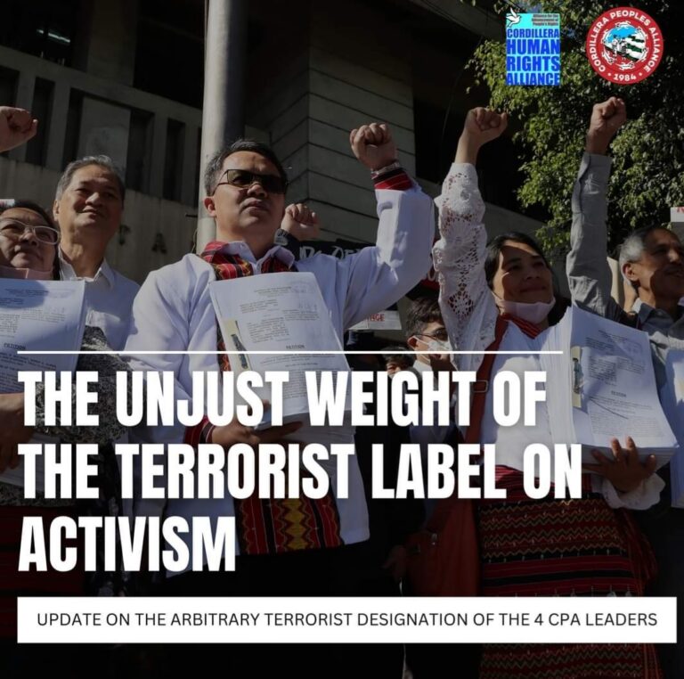 UPDATE ON THE ARBITRARY TERRORIST DESIGNATION OF THE 4 CPA LEADERS