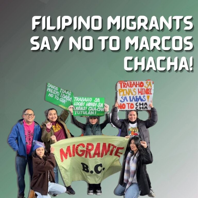 Filipino Migrants say No to Marcos ChaCha!