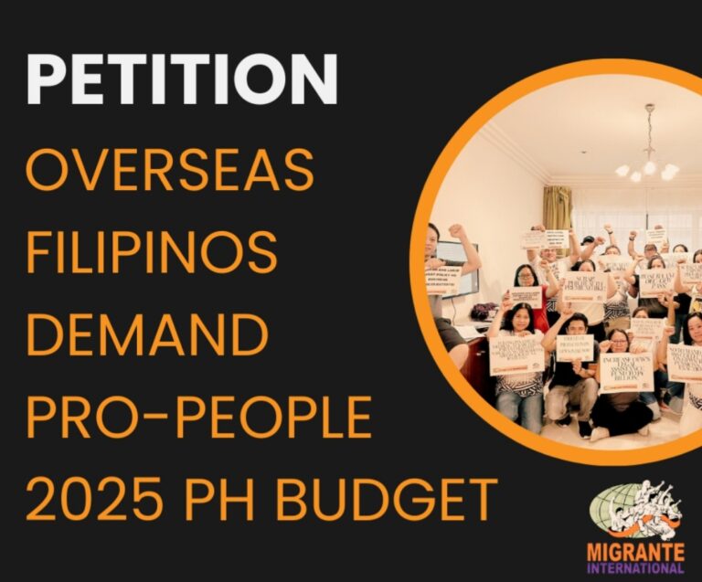 Overseas Filipinos demand pro-people budget