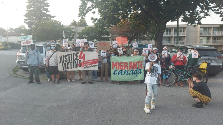 Migrante BC Accompanies Victims to Demand Refund at The Promise Land Consultancy Office