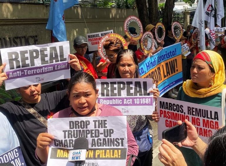 Marcylyn Pilala, an Igorot woman and the owner of a sari-sari store in Mountain Province, is accused of financially aiding the NPA by selling merchandise from her store. The ATA 2020 and TFPSA of 2012 were invoked as the laws that the storeowner had violated. (Photo from Katribu)