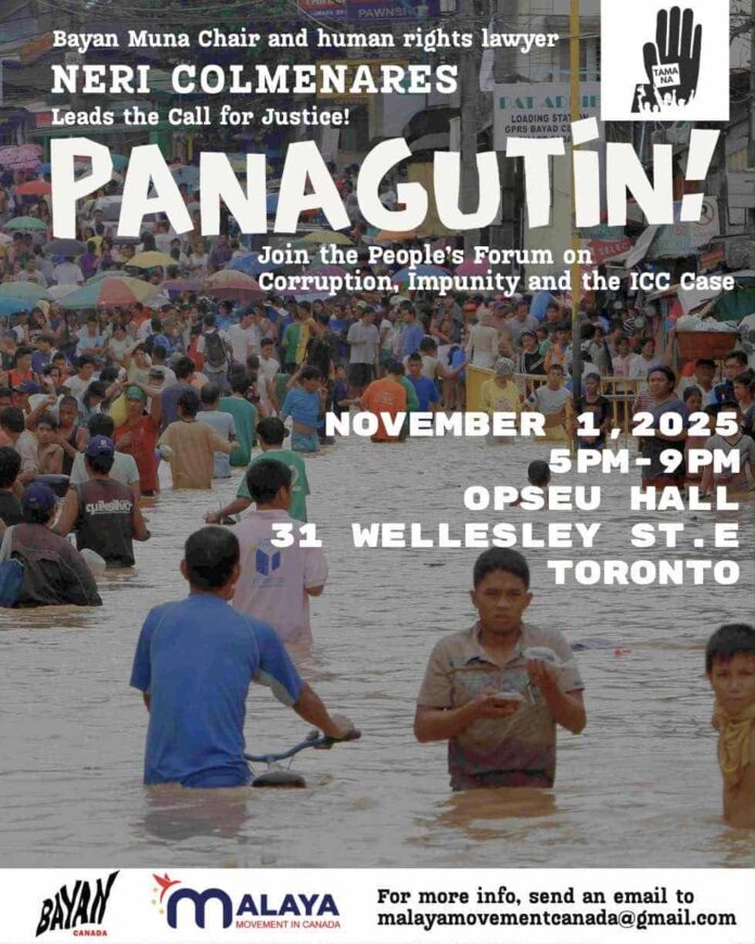 TAMA Na's launch in Toronto on November 2025 at OPSEU is anticipated to reenergize community organizations in Toronto that have long expressed concern about billions of pesos lost due to corruption involving government officials, including members of Congress and the Senate. (Photo by Bayan Canada)