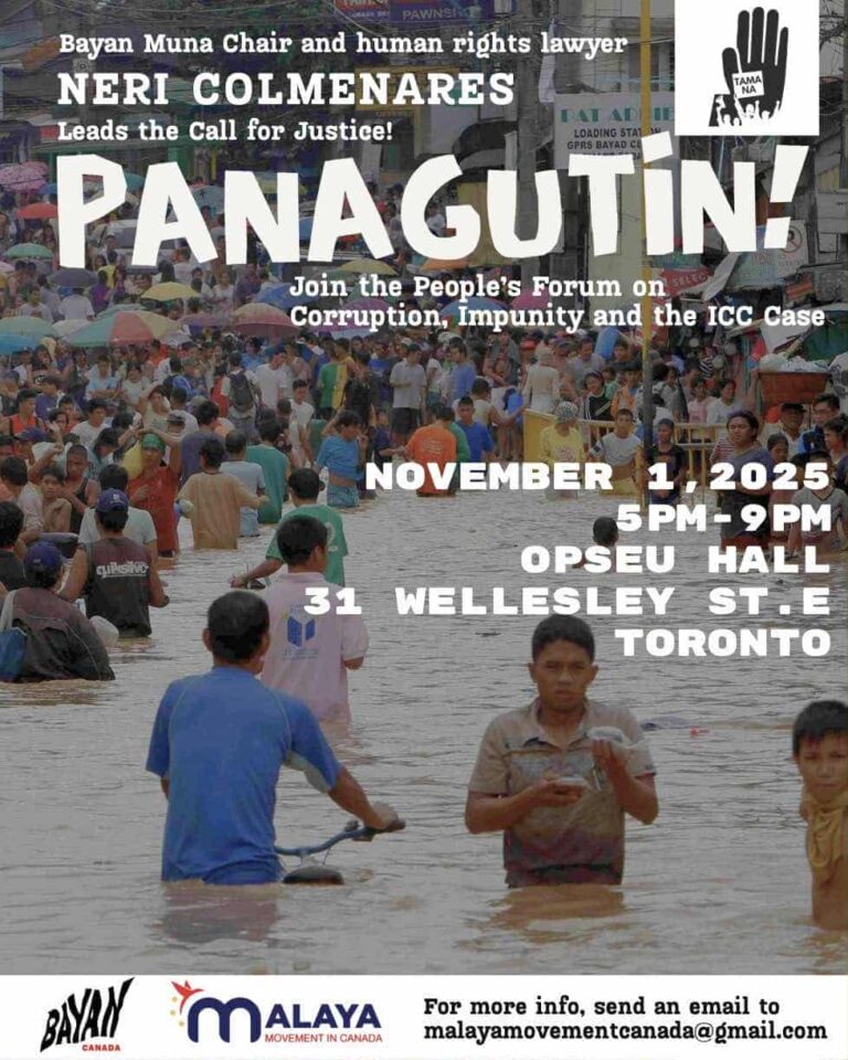 TAMA Na's launch in Toronto on November 2025 at OPSEU is anticipated to reenergize community organizations in Toronto that have long expressed concern about billions of pesos lost due to corruption involving government officials, including members of Congress and the Senate. (Photo by Bayan Canada)