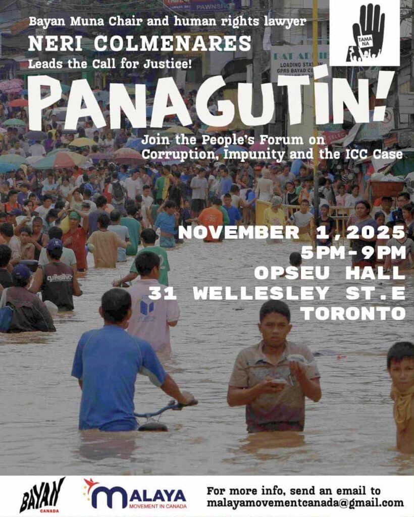 TAMA Na's launch in Toronto on November 2025 at OPSEU is anticipated to reenergize community organizations in Toronto that have long expressed concern about billions of pesos lost due to corruption involving government officials, including members of Congress and the Senate. (Photo by Bayan Canada)