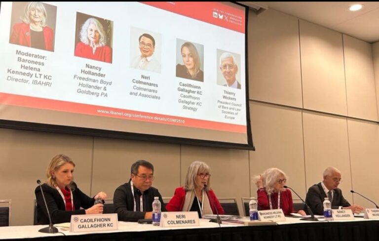 During the Toronto Conference of the International Bar Association (IBA), Colmenares stated that national efforts towards violence against lawyers have been spearheaded by Filipino attorneys, particularly the Integrated Bar of the Philippines (IBP). (Photo from NC FB files)