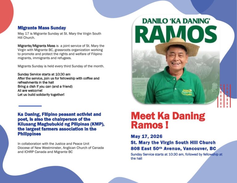 Peasant Leader Danilo Ramos Welcomed at St. Mary the Virgin Church